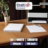 Craft UK A4 300Gsm 100 Sheets White Card 29.6 x 21 x 0.1 cm view 3