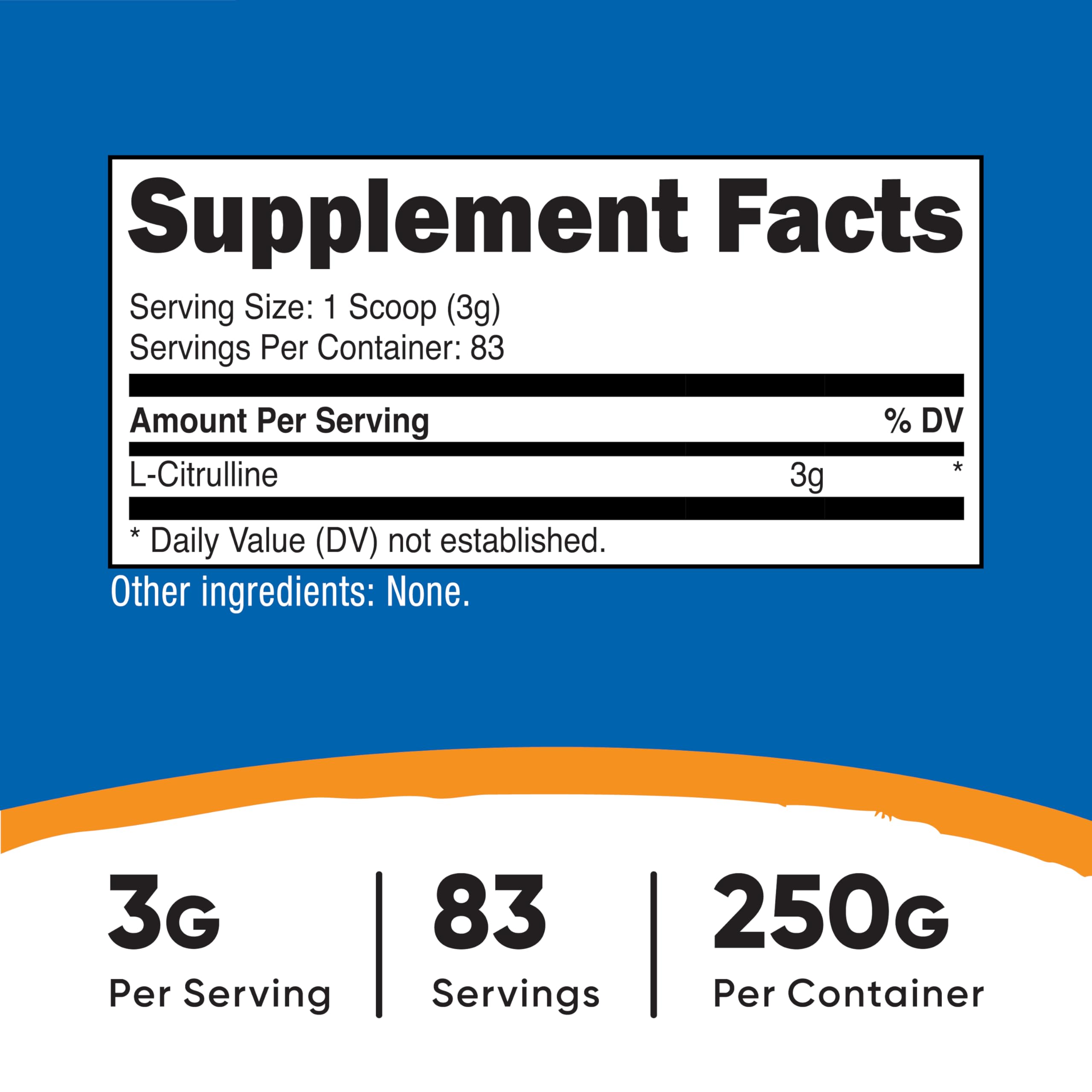 Nutricost Pure L-Citrulline (Base) Powder 250 Grams