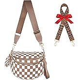 Ecehyon Checkered Crossbody Bag for Women/Spacious Nylon Bum Bag Two Shoulder straps/Sling Bag for Women Purse Checkerboard