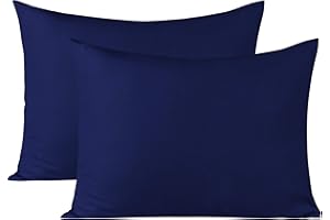 BEDSUM Microfiber Standard Pillowcases Set of 2, Soft Wrinkle Resistant and Easy Care Pillow Cases with Envelope Closure for Kids, 20x26 inches, Navy Blue