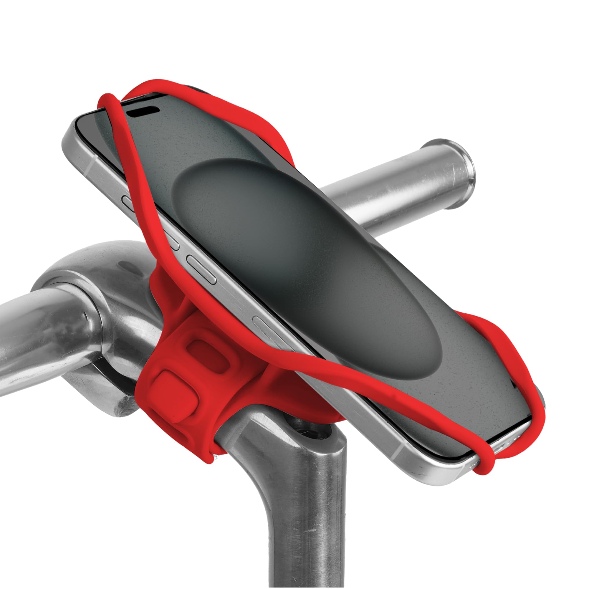 BONE Bike Tie 5 Pro Bike Phone Mount Bicycle Phone Holder for Stem Mounting 4.7"-7.2" iPhone 15/Pro/Pro Max, Ultra Light Phone Mount for Bike Motorcycle, Designed for Road Bicycle - Red