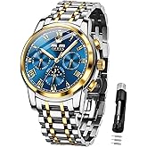 OLEVS Mens Automatic Watch Mechanical Self Winding Luxury Business Dress Moon Phase Stainless Steel Calendar Wrist Watches for Men Waterproof Luminous