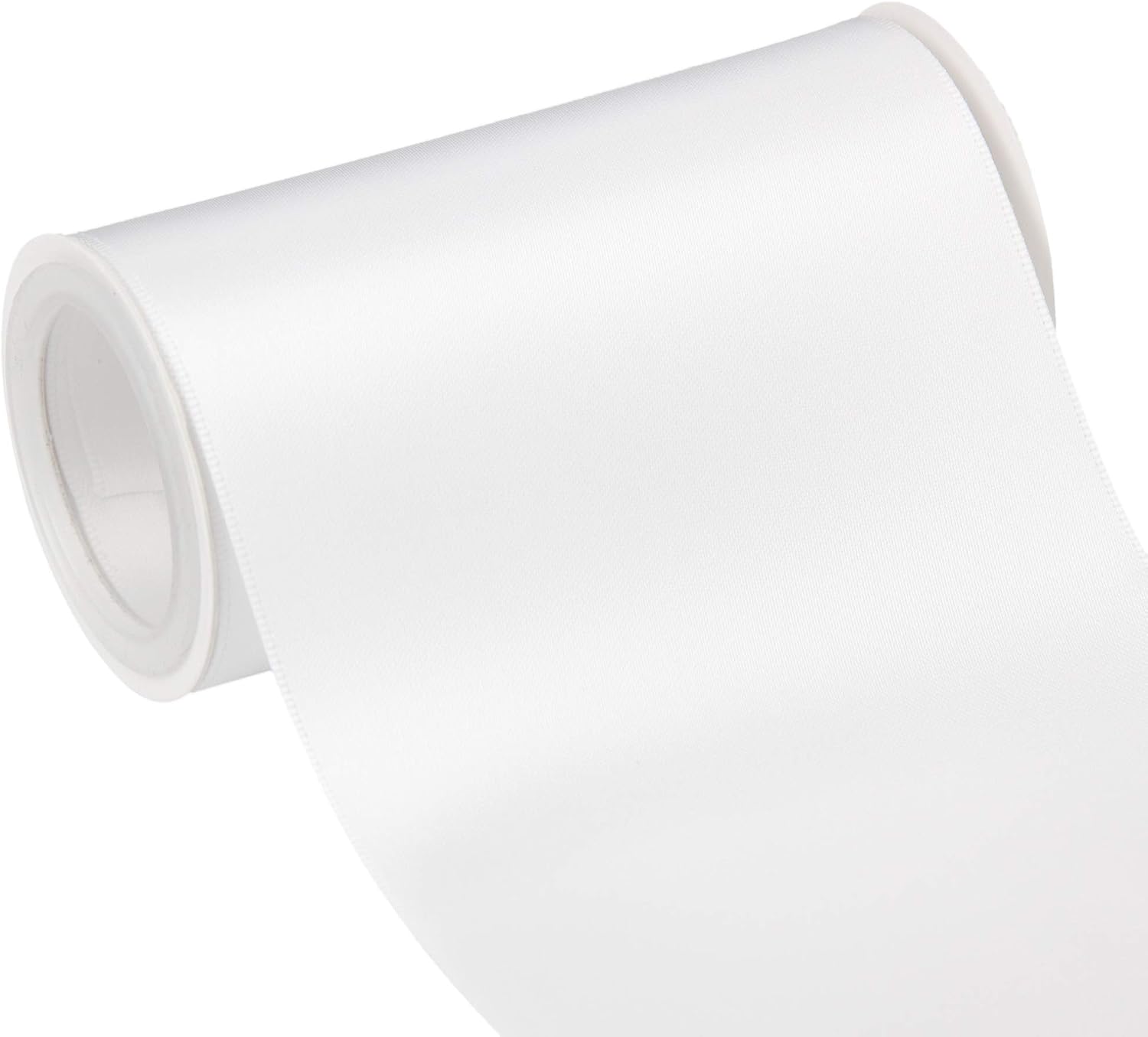 VATIN 100mm Wide Double Faced Polyester White Satin Ribbon- 4.5 Metre/Spool, Perfect for Chair Sash Making Bow