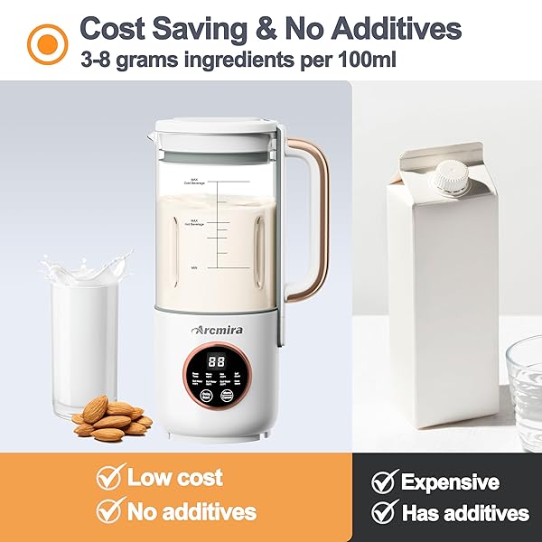 8 IN 1 AUTOMATIC NUT MILK MAKER, 10 BLADE 35 OZ HOMEMADE OAT, SOY, PLANT-BASED AND DAIRY FREE BEVERAGES, ALMOND MILK MAKER WITH DELAY START/KEEP WARM/BOIL WATER, SOY MILK MAKER WITH NUT MILK BAG