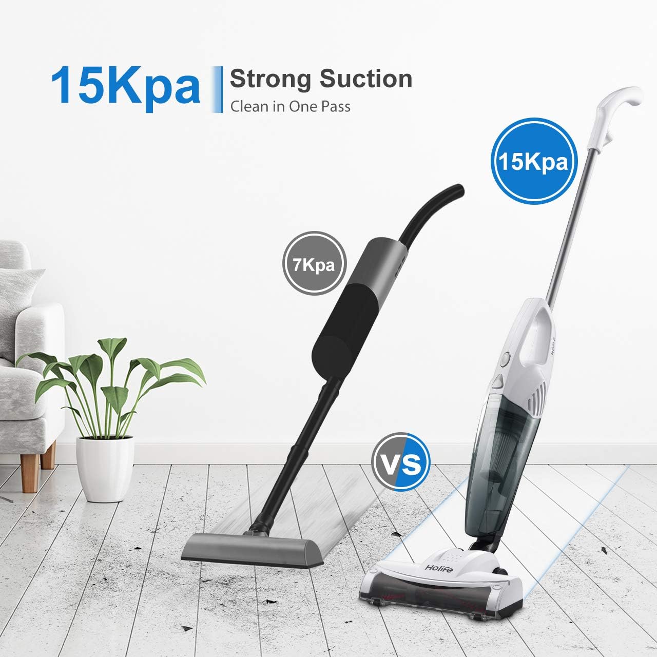2 Brushes, HEPA Filter 2 in 1 Upright Corded Handheld Vacuum
