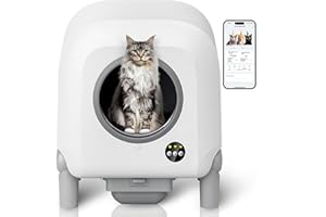 ZEACOTIO Self Cleaning Cat Litter Box, 120L X-Larger Automatic Cat Litter Box, with Air Vent System, 10 Safety Sensors Anti Pinch Design, Suitable for Multi-Cats, with Long Exhaust Duct and App Control.