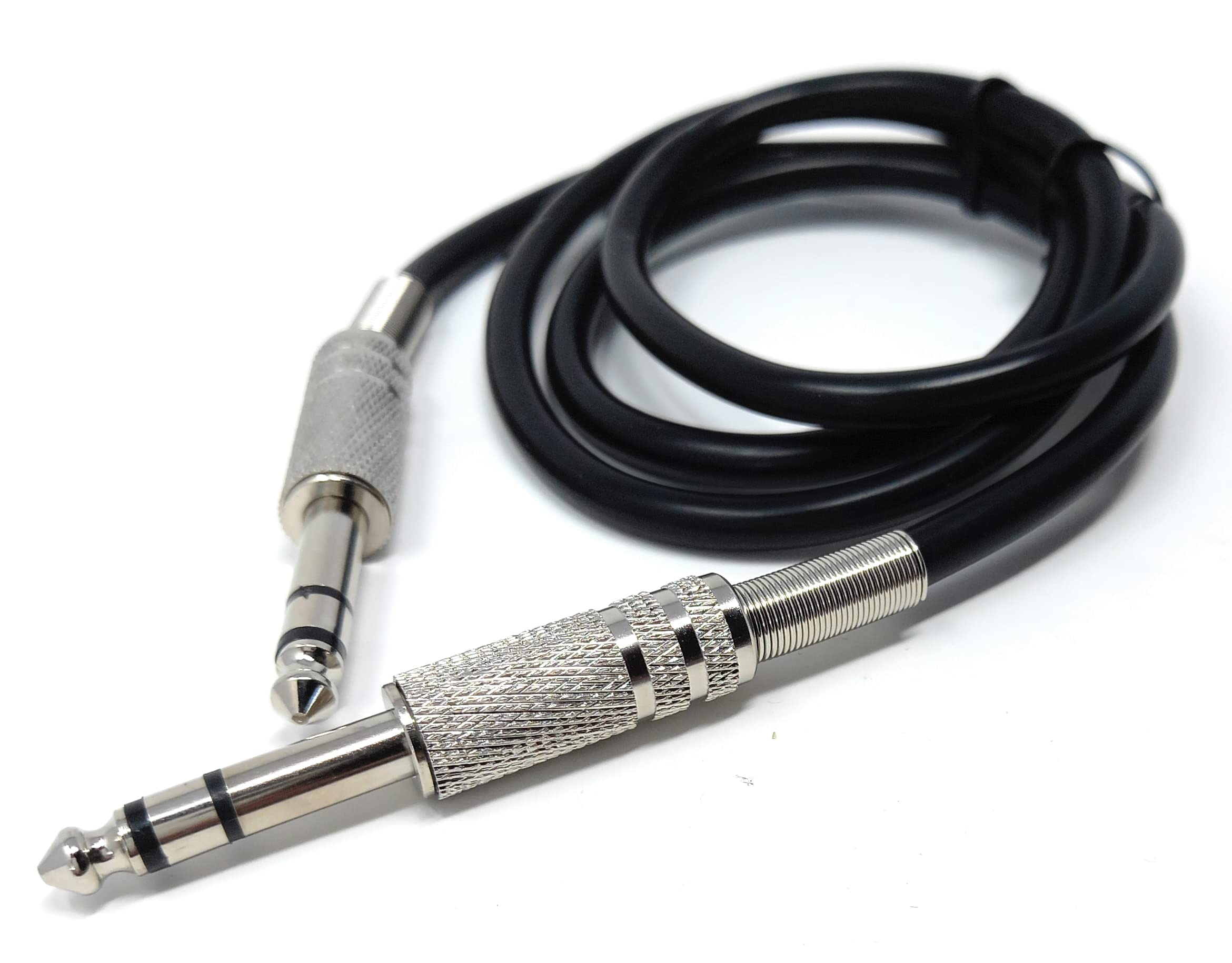 DRUT 1m 6.35mm Male to 6.35mm Male Stereo Audio Cable, 1/4" TRS Connectors For Professional Music Instruments & Home Audio 3.3ft Black Nickel Connectors