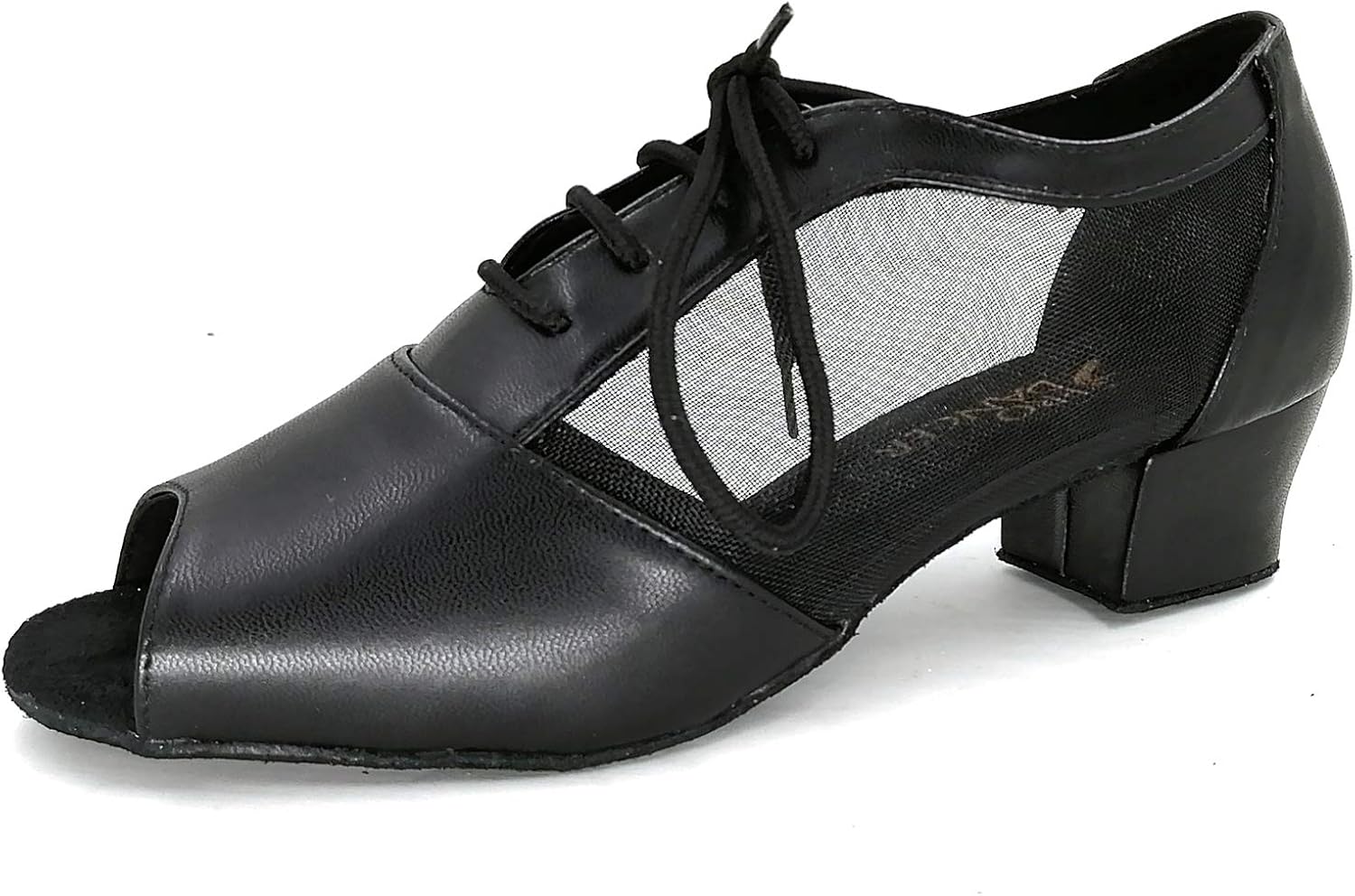 Pro Dancer Women Ballroom Dancing Shoes Salsa Sandals Latin Dance Practice Shoe, Black Leather