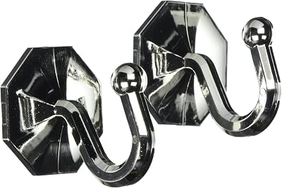 Merriway BH03858 Curtain Tie Back Hooks Self Adhesive Chrome 2 Pack