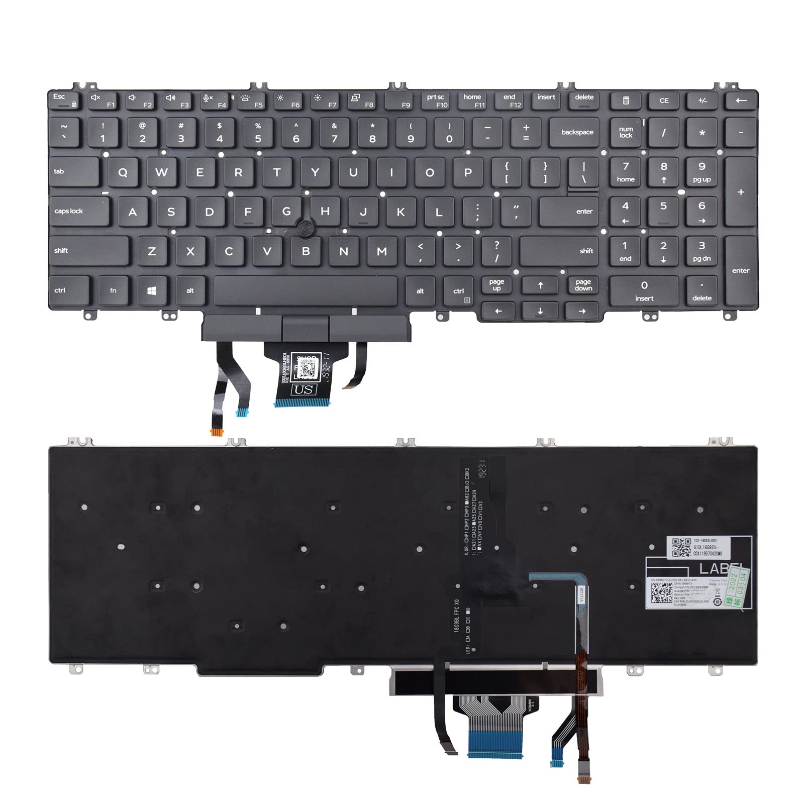 Photo 1 of SUNMALL Replacement Keyboard Compatible with Dell Latitude 5500 5501 5510 5511.Precision 3540 3541 3550 3551 with Pointer and Backlight