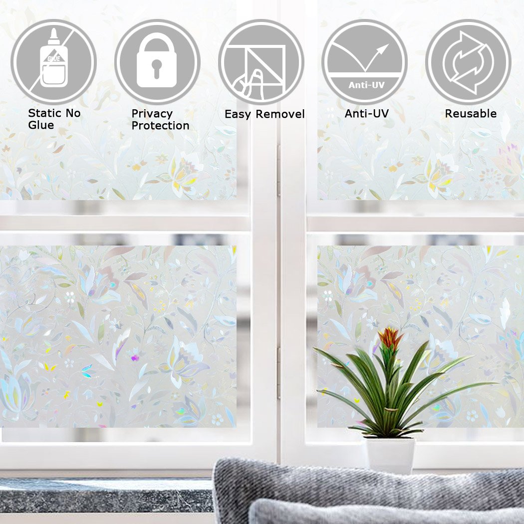 LEMON CLOUD 3D No Glue Static Decorative Privacy Window Films for Glass