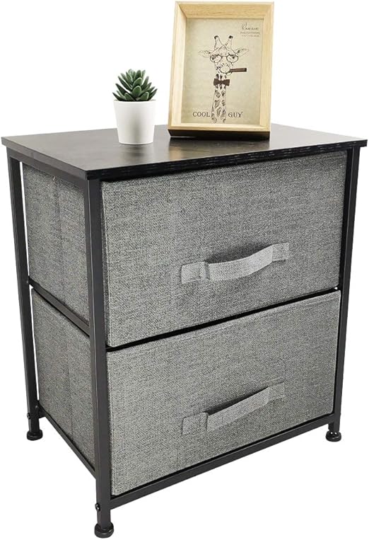 Amazon Com Kktoner Nightstand Dresser Storage Tower Organizer With 2 Drawer Vertical Dresser Foldable Pull Fabric Bins For Bedroom Kitchen Dining