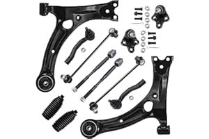 Detroit Axle -Front End 12pc Suspension Kit for Toyota Corolla 2003 2004 2005 2006 2007 2008, 2 Lower Control Arms 2 Lower Ball Joints 2 Sway Bar Links 4 Tie Rods 2 Boots & Bellow Replacement