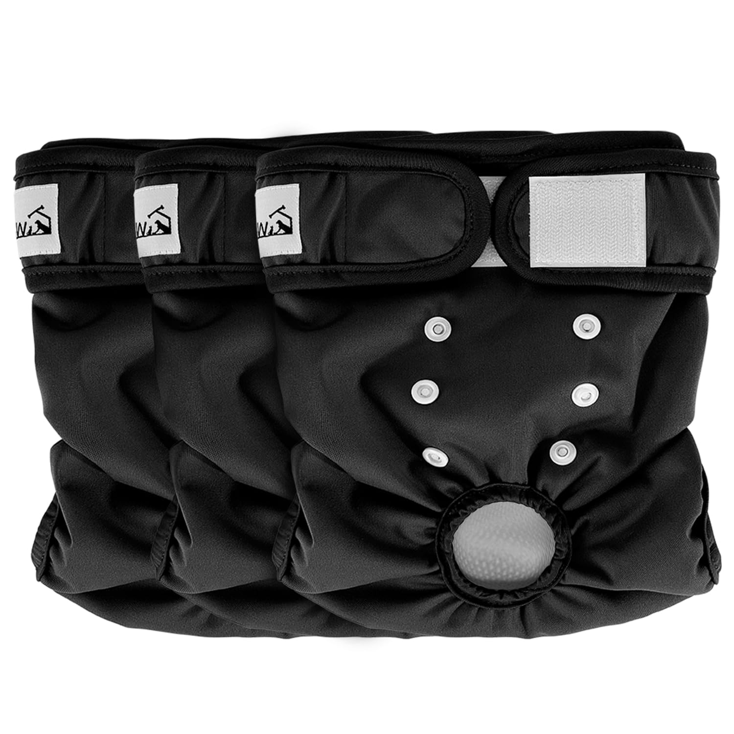 Eyein Reusable Dog Nappies Female - 3 Pack Period Heat Pants Adjustable, Leak Proof Pet Incontinence Nappy Super Absorbent, Doggie Knickers Diaper for Season,(M,Black)