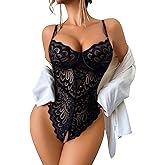 Avidlove Lingerie For Women Lace Bodysuits Deep V Teddy One Piece Mini Babydoll Outfits S-XXL