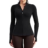 QUEENIEKE Workout Jackets for Woman Zip Up Long Sleeve Slim Fit Athletic Gym Tops Running Jacket with Thumb Holes