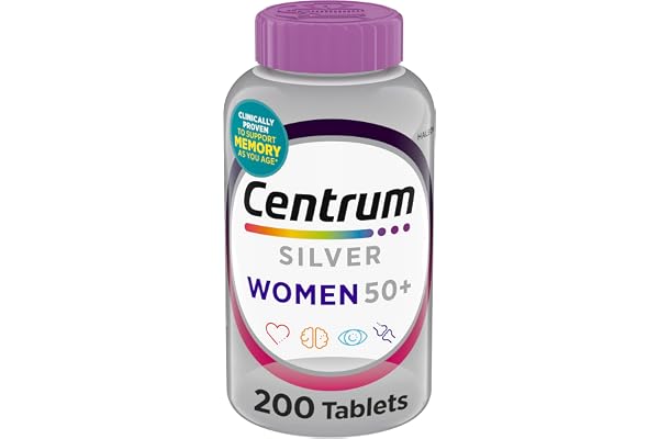 Centrum Silver Women's Multivitamin for Women 50 Plus, Multivitamin/Multimineral Supplement with Vitamin D3, B Vitamins, Non-GMO Ingredients, Supports Memory and Cognition in Older Adults - 200 Ct
