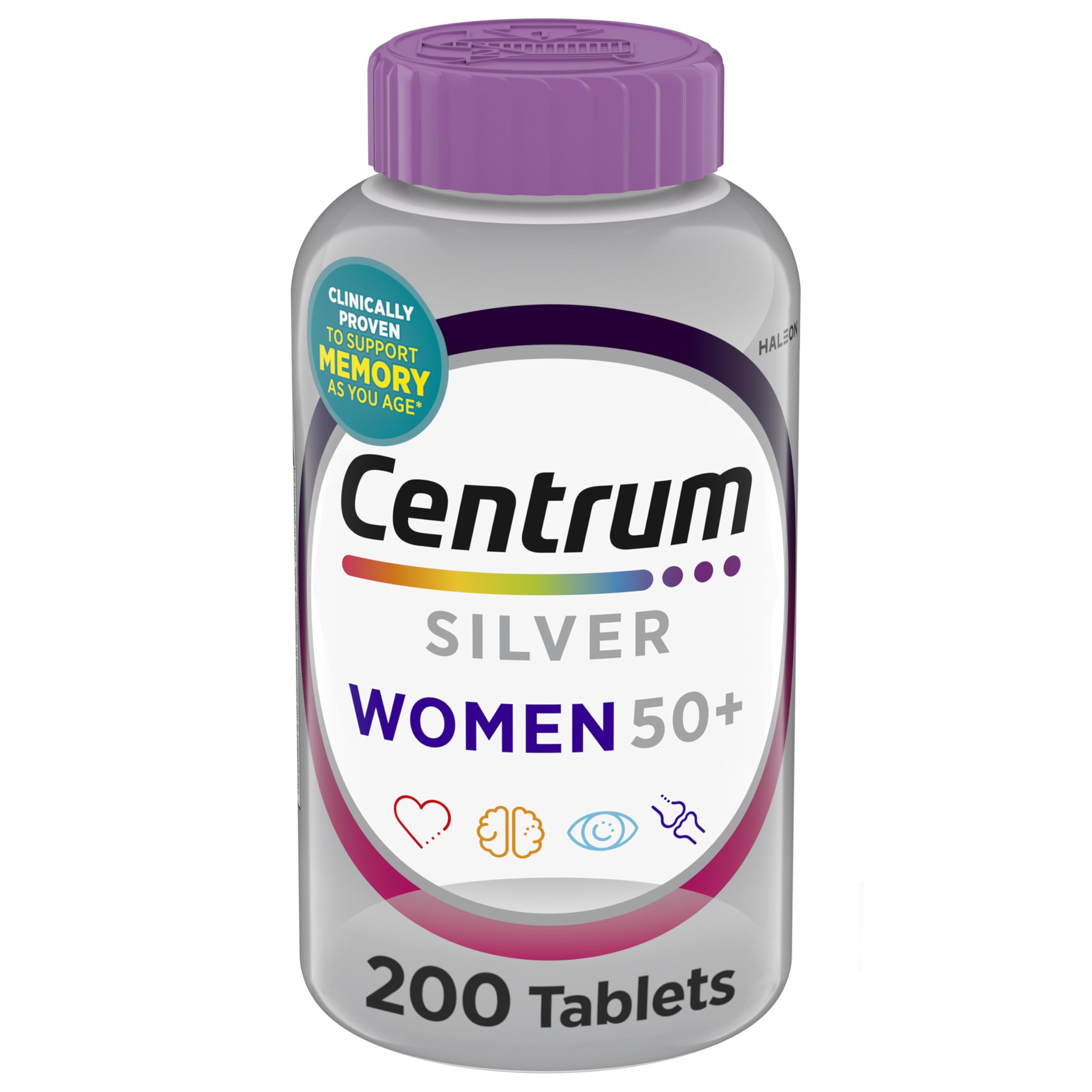 Centrum Silver Women's Multivitamin for Women 50 Plus, Multivitamin/Multimineral Supplement with Vitamin D3, B Vitamins, Non-GMO Ingredients, Supports Memory and Cognition in Older Adults - 200 Ct