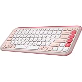 Logitech POP ICON Keys Wireless Bluetooth Keyboard, Comfortable Typing, Programmable Keys, Easy-Switch Between up to 3 Devices, for Laptop, Tablet, PC &ndash; Rose and Off-White (Renewed)