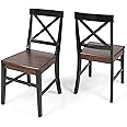 Christopher Knight Home Roshan Farmhouse Acacia Wood Dining Chairs, Black / Walnut