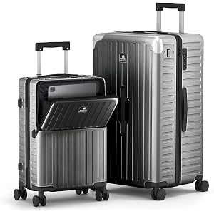 ALPHA CAMP 2-Piece Luggage Set, 20 Inch Carry-On & 28 Inch Trunk Suitcase | 3-Layer Polycarbonate Shell, TSA Lock,Durable Har
