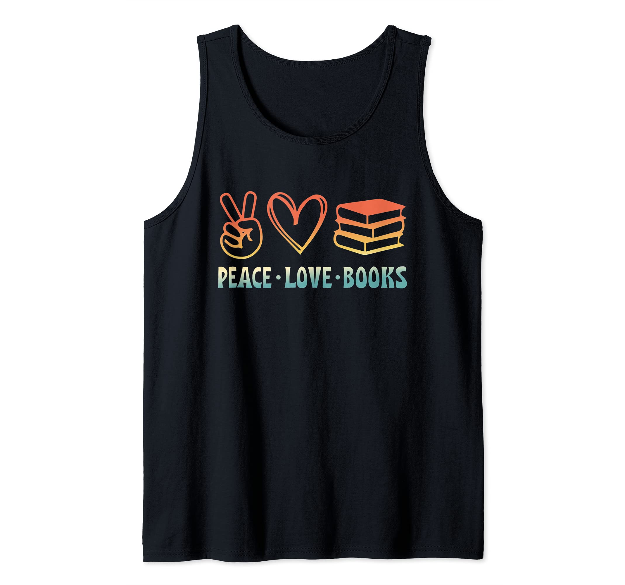 Peace Love Books Symbols Reading Quote Book Lover Tank Top
