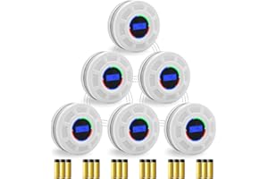 GiiHoo Wireless Interconnected Smoke Carbon Monoxide Detector Battery Powered, Interlinked Combination Smoke and Carbon Monoxide Detector Alarm with Digital Display, Silence Button (White-6)