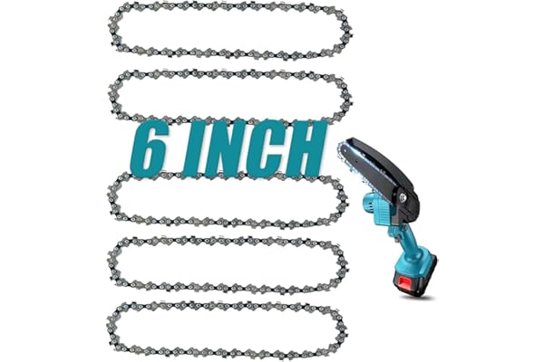 6 Inch Chainsaw Chain, 5 Pieces Replacement Chains for All 6 Inch Cordless Electric Portable Mini Chainsaws, Durable Carbon C