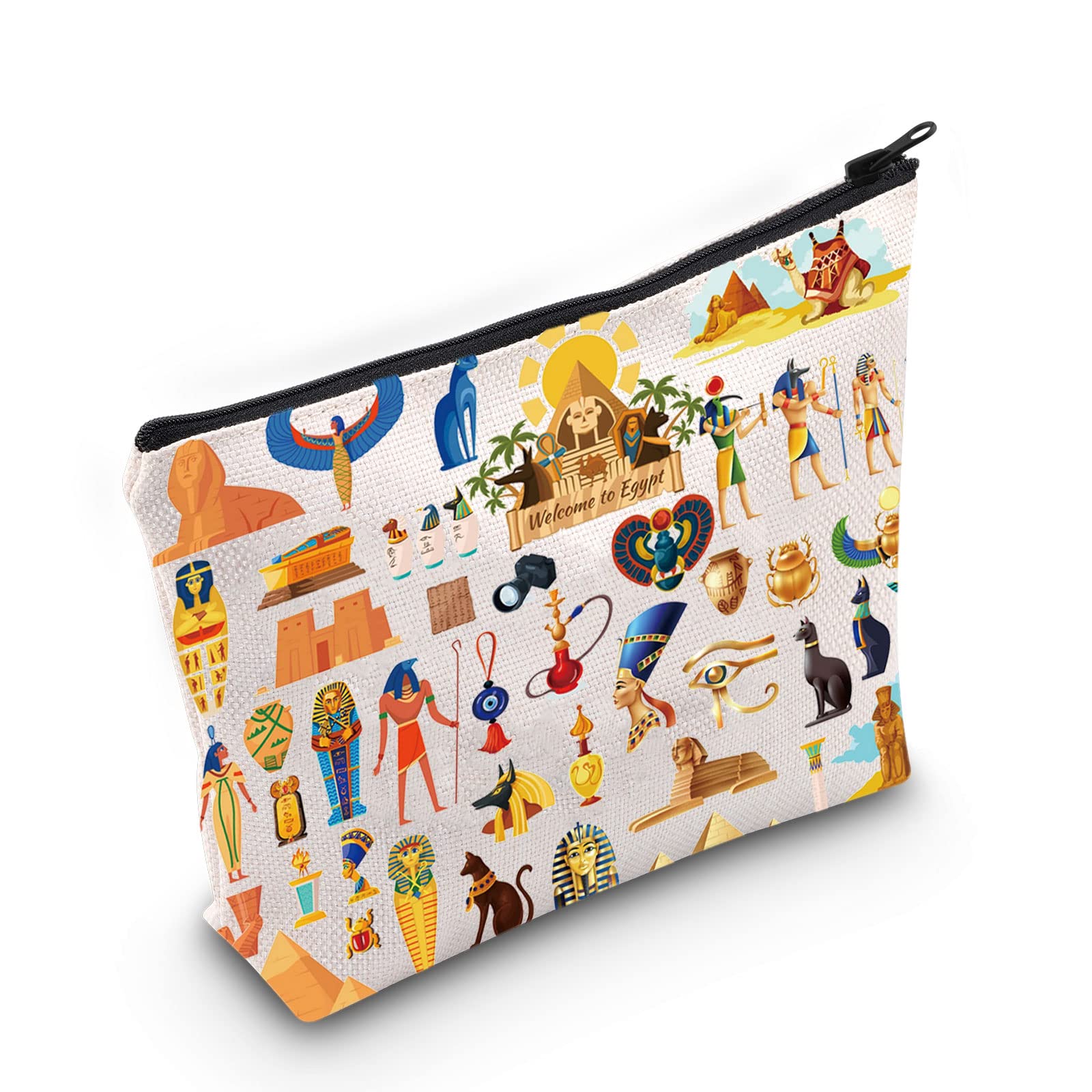 LEVLO Egyp Travel Pouch Bag Ancient Egypt Gift Egyptian Make Up Zipper Pouch Bag Ancient Civilization Merch, Egyp, Cosmetic Bag