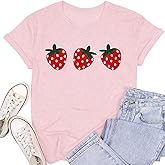 SUWATOIN Women Strawberry Shirts Fruit Lover Berries T-Shirt Gardening Tee Farmer Gardener Gifts Tops