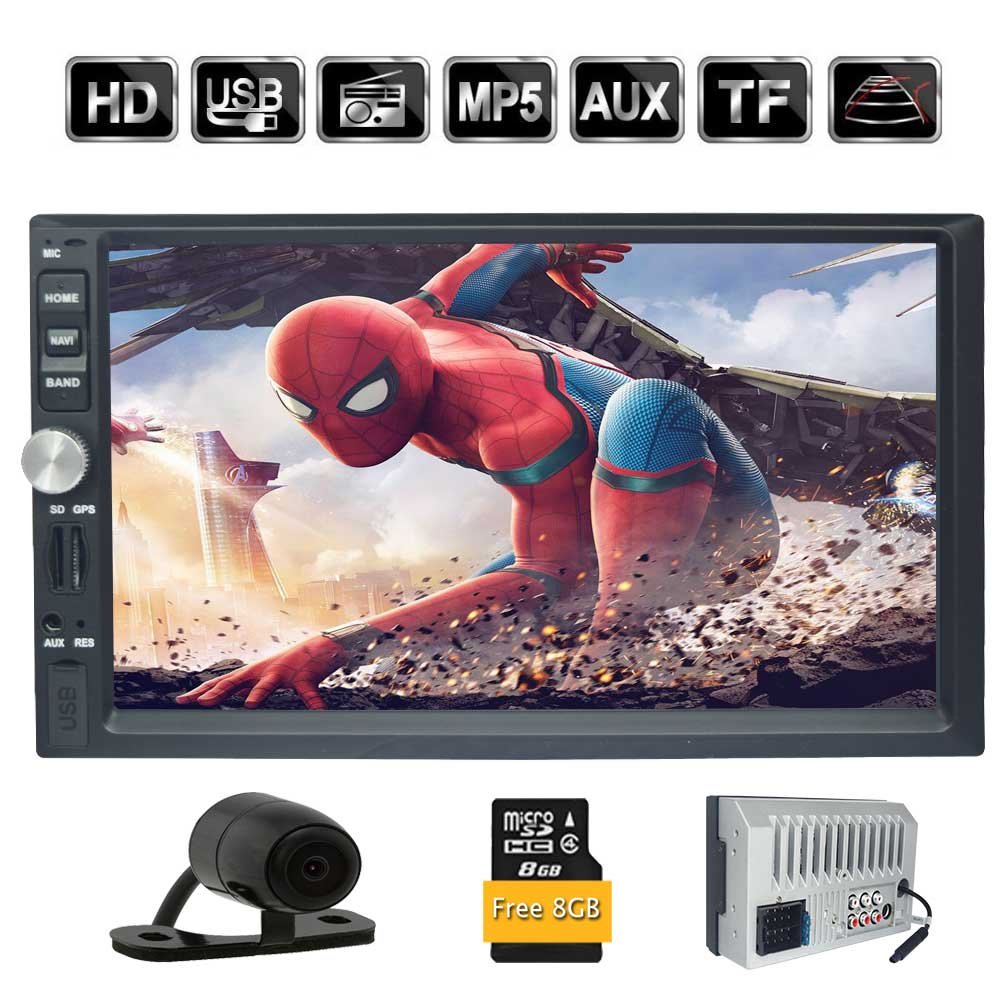 楽天市場 Bluetoothのmp5プレーヤーカーラジオ1080pオーディオのサポートミラー Sd Usb Aux Fm Am リアビューカメラ 含まれていない日本地図 とeincarダブル2din 7インチ車のラジオインダッシュヘッドユニットhdタッチスクリーン車ステレオgpsシステム