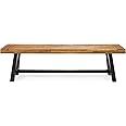 Christopher Knight Home Carlisle Outdoor Acacia Wood and Rustic Metal Bench, Sandblast Finish / Rustic Metal