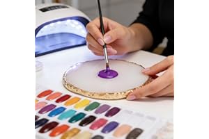 Resin Nail Art Palette,Nail Art Painting Mixed Color Palette Gold Edge Nail Gel Color Makeup Display(White)