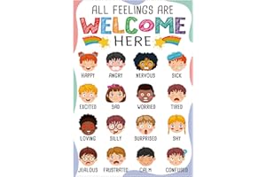 FLYAB Feelings Chart Poster for Kids - Emotions Chart Learning Poster for Toddlers Kids Feelings Poster Educational Poster for Bulletin Board Back to School Teacher Supplies