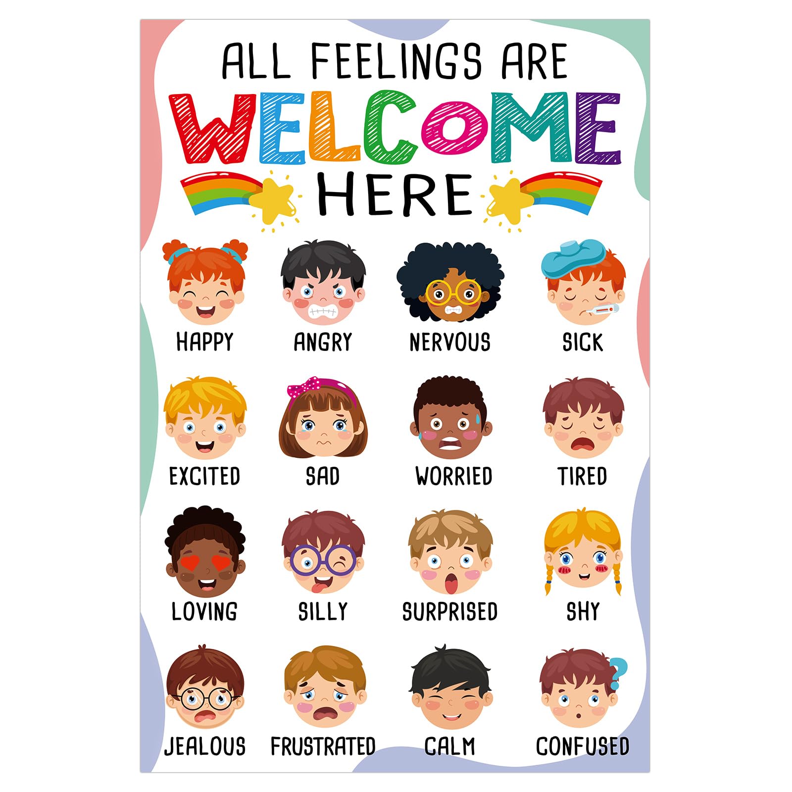 FLYAB Feelings Chart Poster for Kids - Emotions Learning Chart for ...