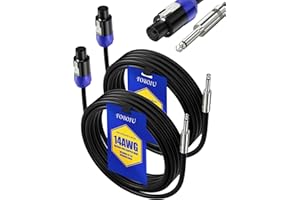 Foboiu 2Pack 9 ft Speakon to 1/4" Male Speaker Cables, 14AWG Oxygen-Free Copper Wire Audio Amplifier Connection Cord, DJ/PA Speakon Cable with Twist Lock