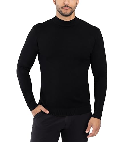 Zengjo Mens Base Layer Mock Turtleneck(Black,S) at Amazon Men's