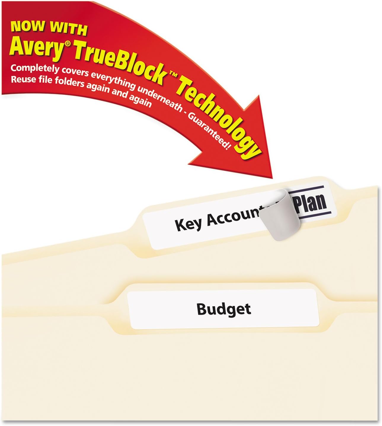 Avery File Folder Labels for Laser and Ink Jet Printers with TrueBlock Technology, 3.4375 x .66 inches, White, Box of 1500 (5366) : Office Products