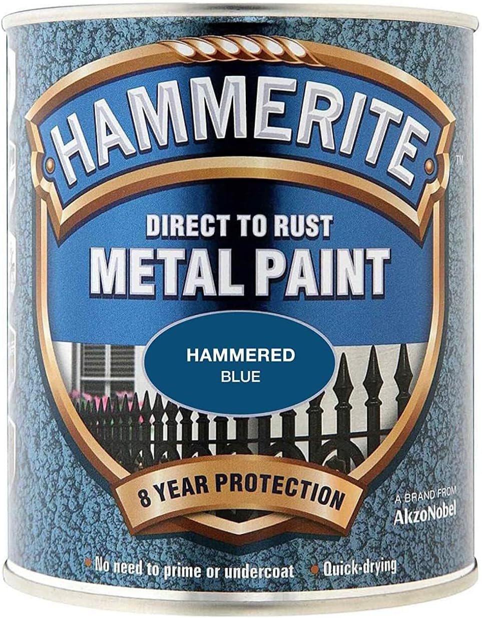 Hammerite 5092938 Direct to Rust Metal Paint Hammered Blue 750ML 8 Year