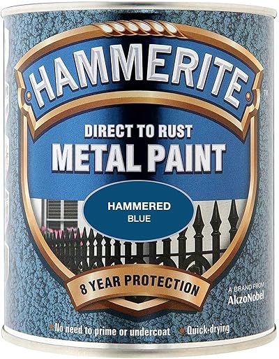 Hammerite 5092938 Direct to Rust Metal Paint Hammered Blue 750ML 8 Year