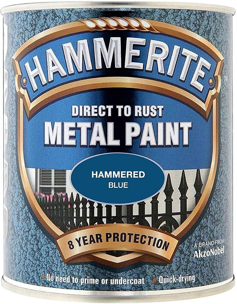 Hammerite 5092938 Direct to Rust Metal Paint Hammered Blue 750ML 8 Year