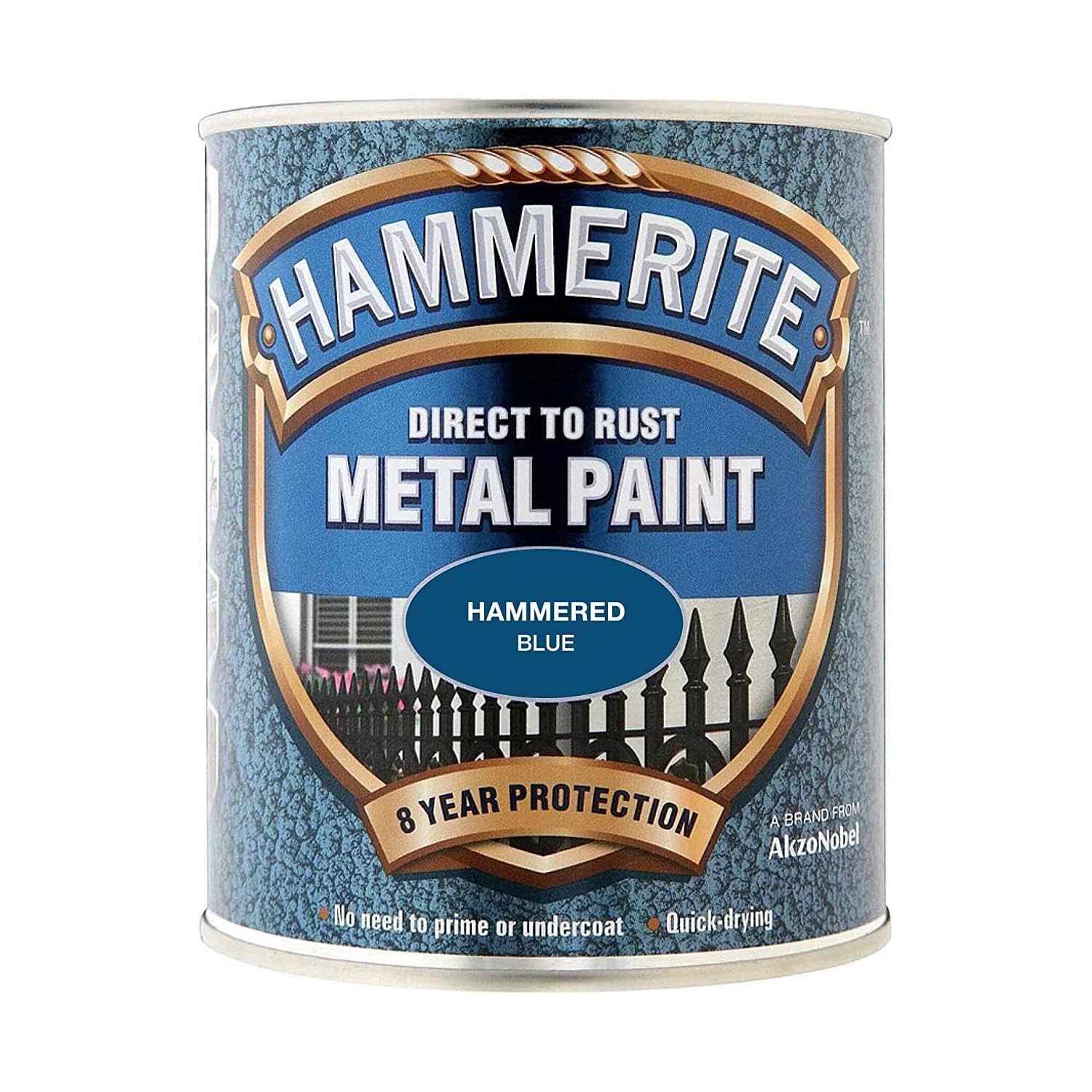 ICI Hammerite 5092938 Direct to Rust Metal Paint - Hammered Blue Finish 750ML