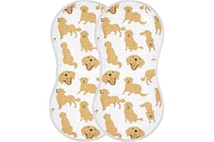 YYZZH Golden Retriever Dog Muslin Burp Cloths for Baby 2 Pack Soft 100% Cotton Baby Washcloths Bibs for Boy Girl