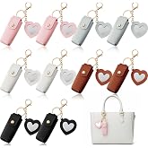 Syhood 10 Pcs Lipstick Holder Keychain Gift PU Portable Holder Gift with Heart Mirror Waterproof Makeup Lipstick Bag Key Pockets Zipper Pouch Card for Mothers Day Pouch(Classic)