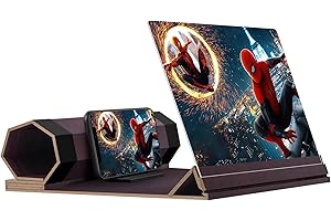 DIZAULPRO 14‘’ Screen Magnifier for Smartphone, Mobile Phone 3D Magnifier Screen Expanders for Movies, Videos, and Gaming Foldable Phone Stand with Screen Amplifier B3 Brown