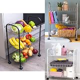 Vivo Technologies 3 Tier Fruit Trolley Basket Rack Kitchen Storage with Wheels view 5