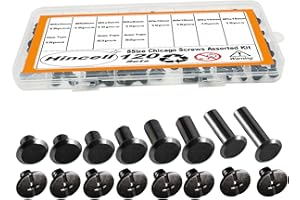 HINCELL 120sets Chicago Screws Kit, 8 Sizes Screw Rivets Gunmetal Black Chicago Binding Screws for DIY Repair Leather Craft Belt Bag Shoes Purse Bookbinding (M5*4,5,6,8,10,12,15,18) (Gunmetal Black)