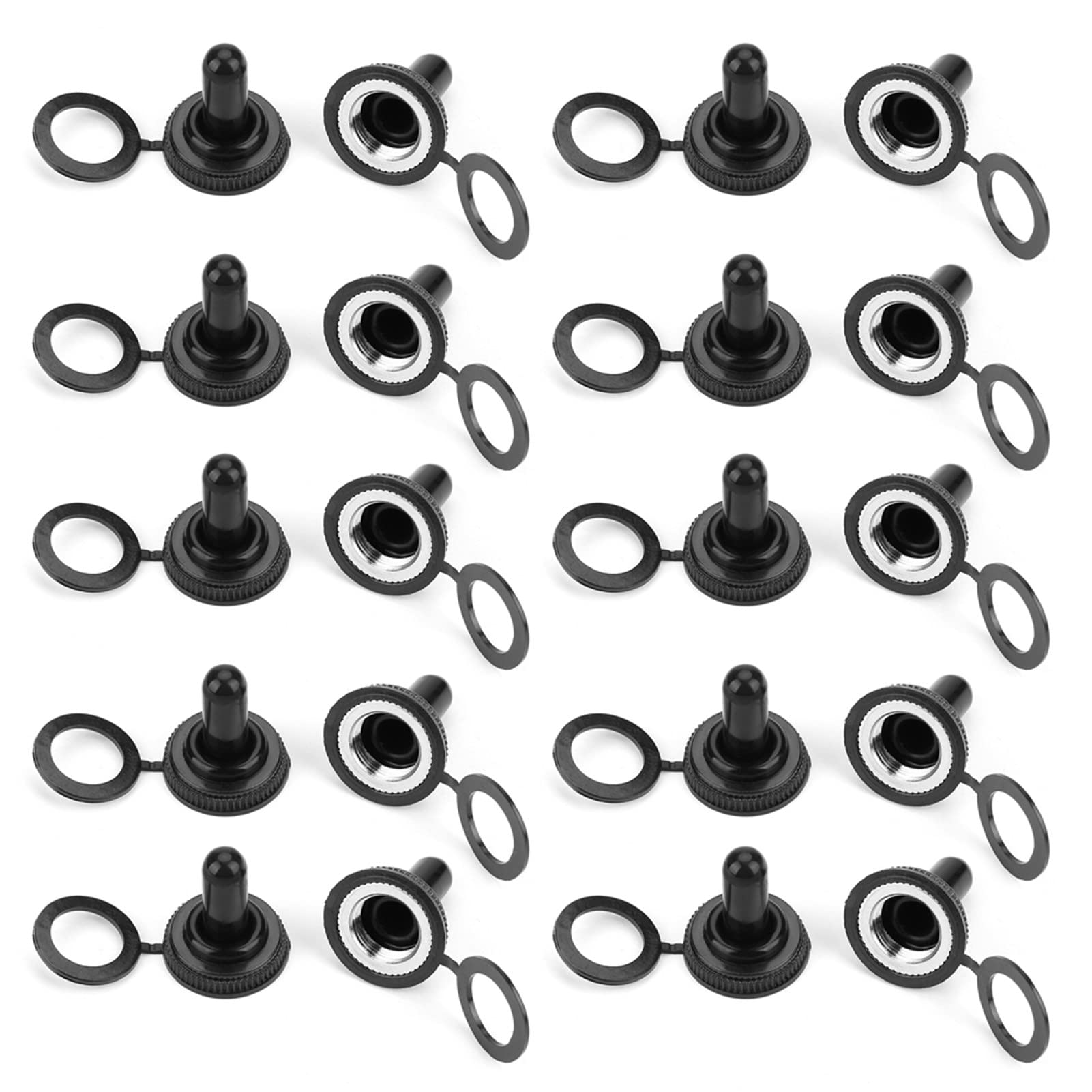 20pcs Toggle Switch Waterproof Cap Waterproof Button Hat Black Rubber Cap Boot Cover Fit for 12mm Rocker Switch