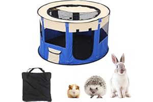 Acsist Portable Foldable Puppy Playpen Dog Play Pens Cat Cage Tent Crates Removable Zipper Top and Side Kennel Yard Fence Shade Cover for Kitten Guinea Pig Rabbits Hamster Chinchillas Ferret (Blue)