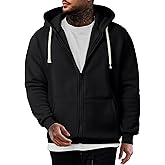 JMIERR Mens Full Zip Hooded Fleece Drawstring Hoodies Pullover Sweatshirts Casual Long Sleeve Shirts